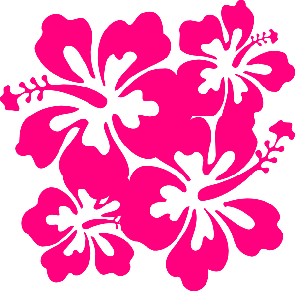 Pink Four Hibiscus Tattoo Stencil - Clip Art Hawaiian Flower (600x592), Png Download