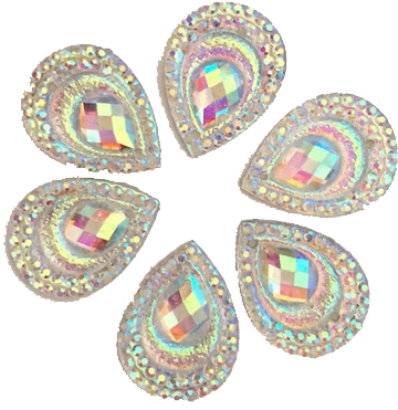 Iridescent Crystal Teardrop For Face Painting Bling, - 20pcs Ab Resin Peacock Teardrop Flat Back Rhinestone (463x425), Png Download