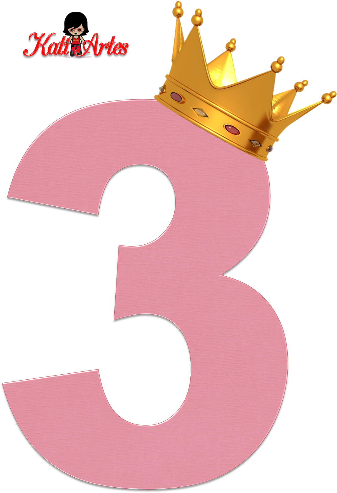 Alfabeto De Números Rosas Con Coronas - Numero 2 Con Corona (1100x1600), Png Download