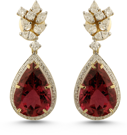 Red Diamond Earrings - Orra Diamond Jewellery (411x500), Png Download