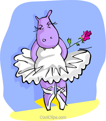 Ballerina Royalty Free Vector Clip Art Illustration - Cartoon Character Hippopotame Ballerina (421x480), Png Download