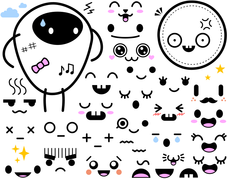 Medium Image - Cute Faces (800x641), Png Download