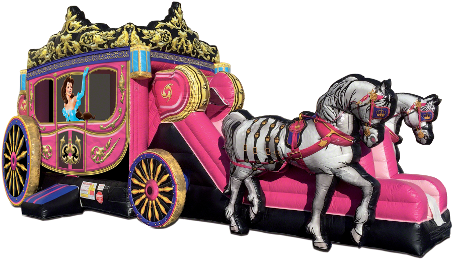 Princess Carriage Png - Horse Carriage Bounce House (459x266), Png Download