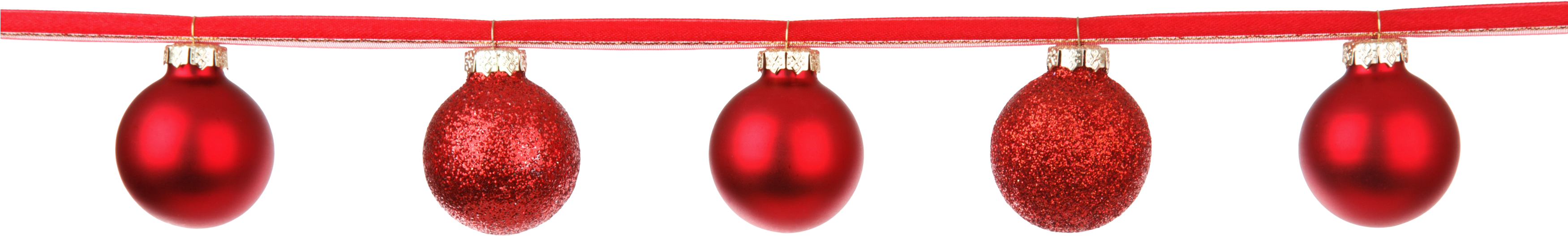 Red Baulbles Png (3500x845), Png Download