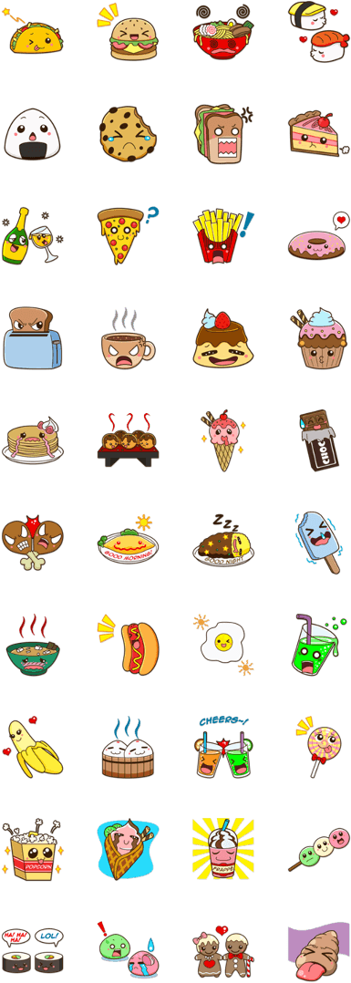 Enjoy This Lovely Food Emoji Set - Food Line Sticker Transparent (420x1121), Png Download