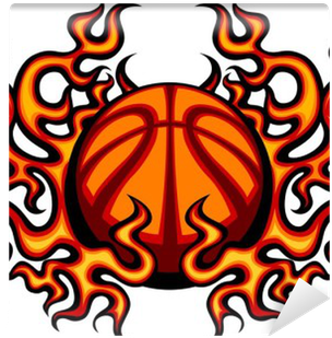 Basketball Template With Flames Vector Image Wall Mural - Baseball Mom Throw Blanket (400x400), Png Download