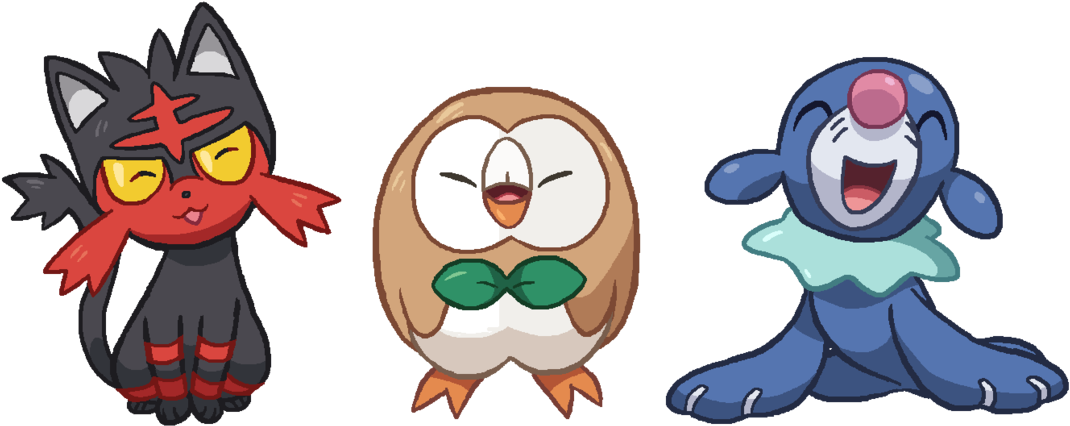Moon Drawing Fire - Pokemon Sun Starters Png (1186x674), Png Download