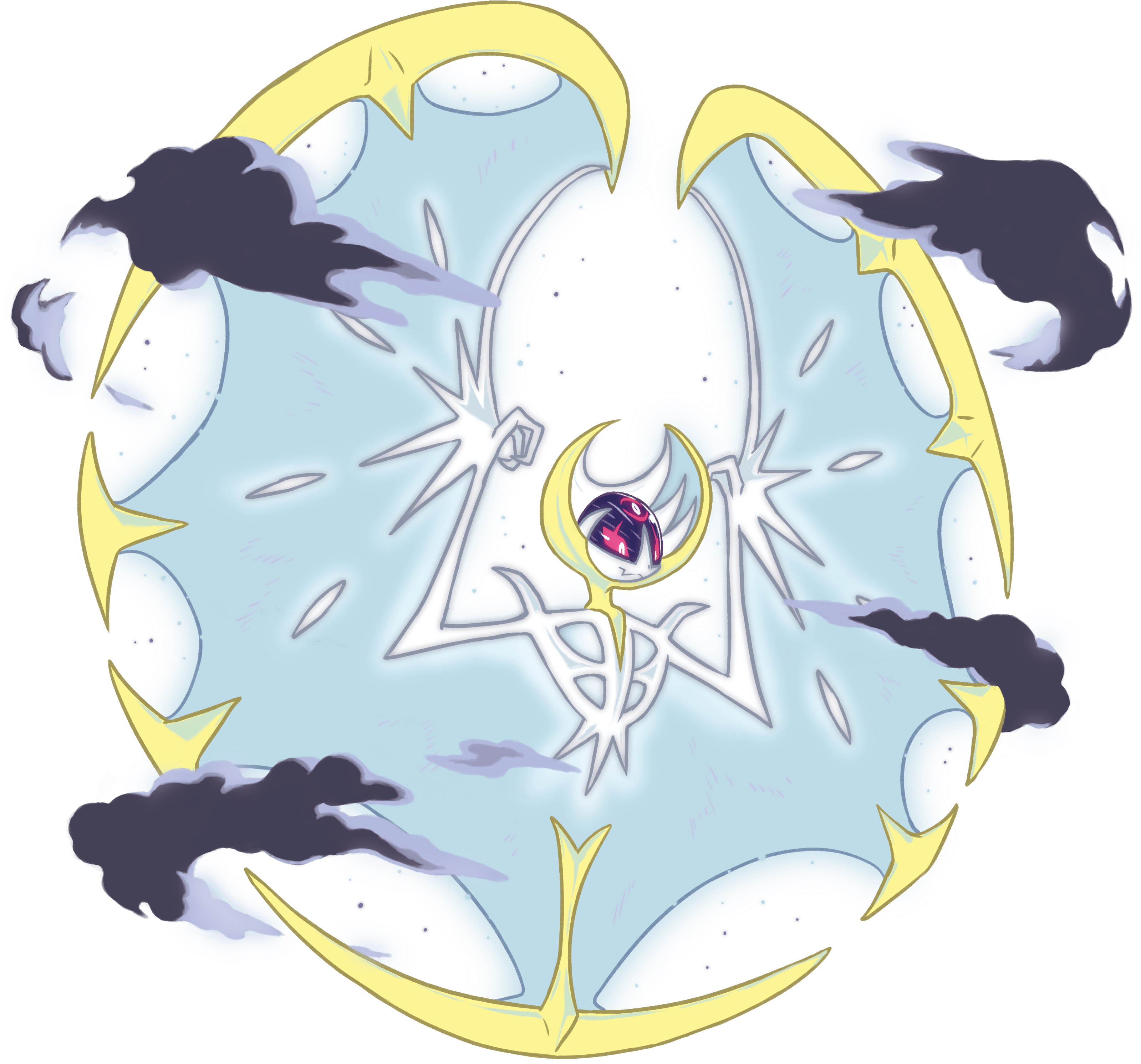 Lunala - Pokemon Lunala Full Moon Phase (636x600), Png Download