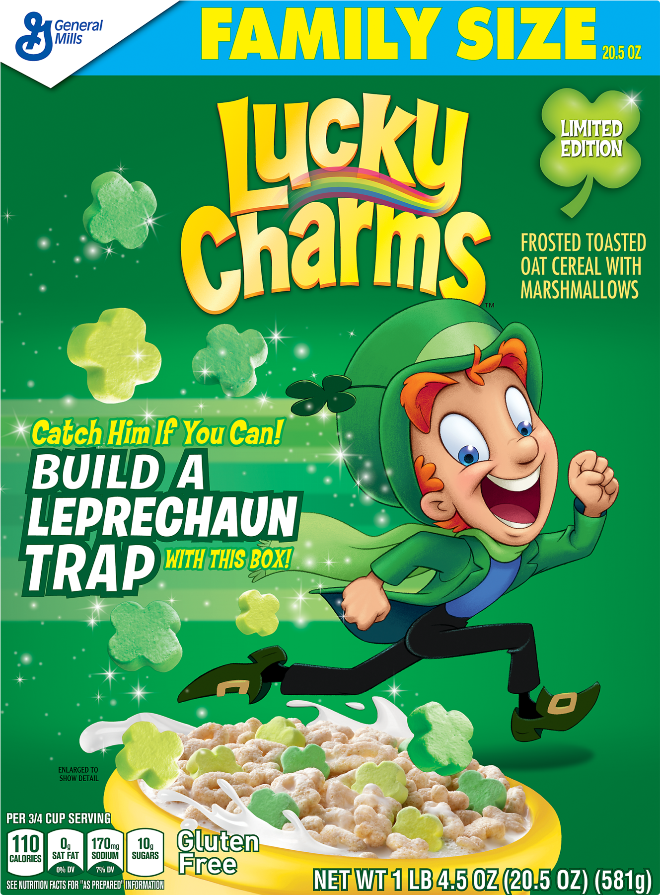 Lucky Charms Cereal, Family Size - 20.5 Oz (1800x1800), Png Download
