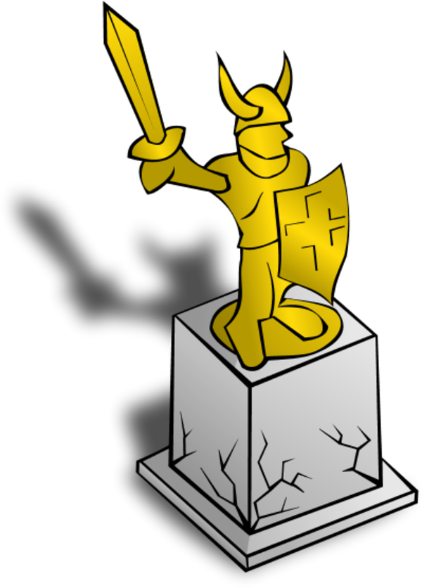 Knight Statue Holding Sword And Shield - Statue Clip Art (600x836), Png Download