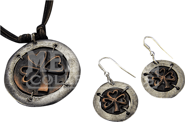 Antiqued Silver And Copper Lucky Charm Necklace And - Pendant (640x640), Png Download