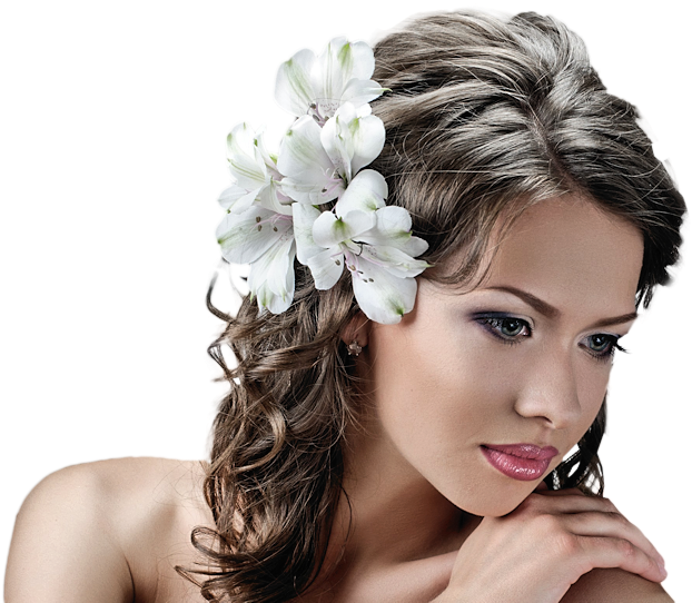 Png Modelos Y Flores Variado - Peinado Con Flor (635x542), Png Download