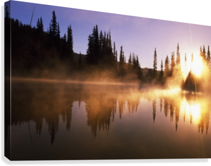 Sunbeams Through Mist On Lake Canvas Print - Sunbeams Through Mist On Lake Canvas Art - Natural (429x337), Png Download