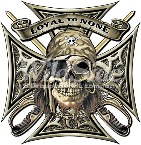 Loyal To None-pirate Maltese Cross - Original Pirate Jolly Roger Flag Style Skull Crossed (479x493), Png Download