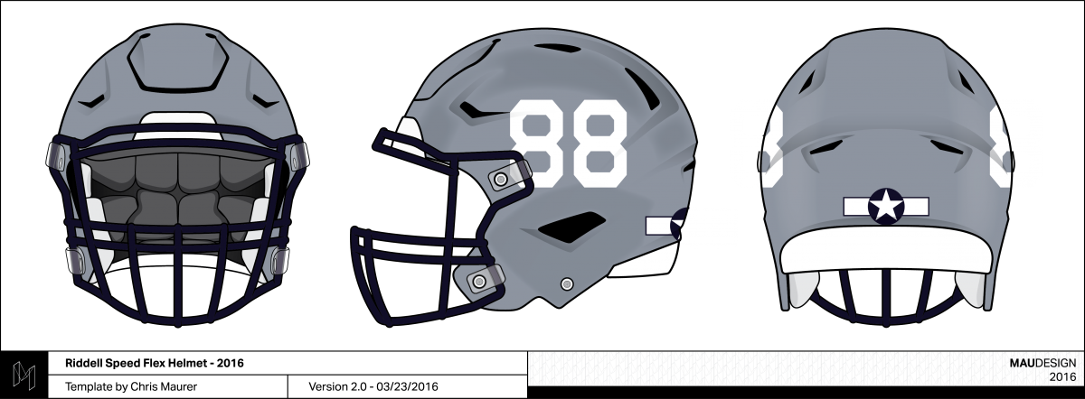 Navyhazegreyhelmet - Riddell Speedflex Custom Varsity Custom Football Helmet (1200x442), Png Download