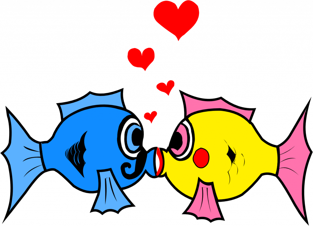 Fishing Clipart Fish Hook - Kissing Fish Clipart (1024x739), Png Download