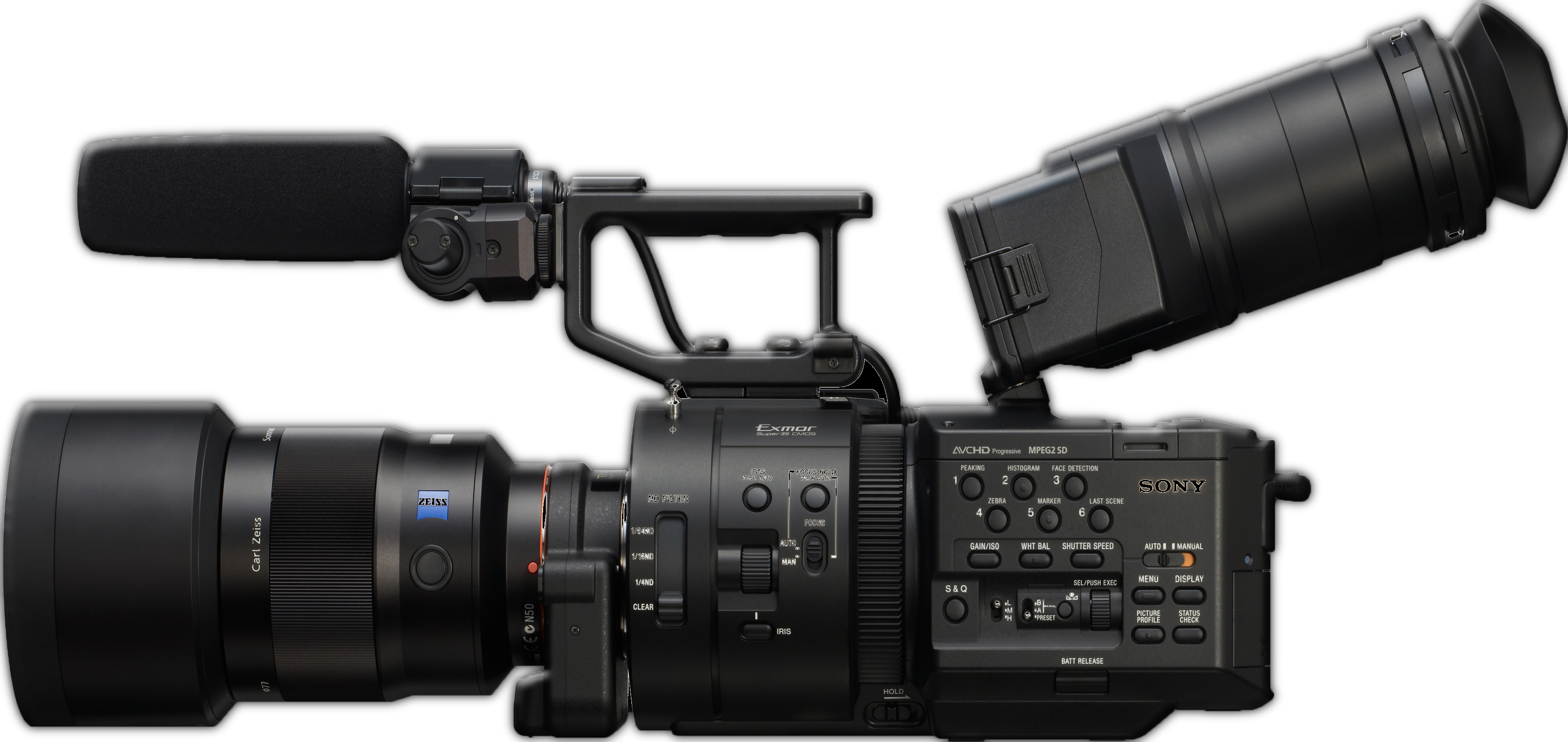 The Professional Camcorder Has A 4k Exmor Super 35 - Sony Fs 500 Camera (3398x1608), Png Download