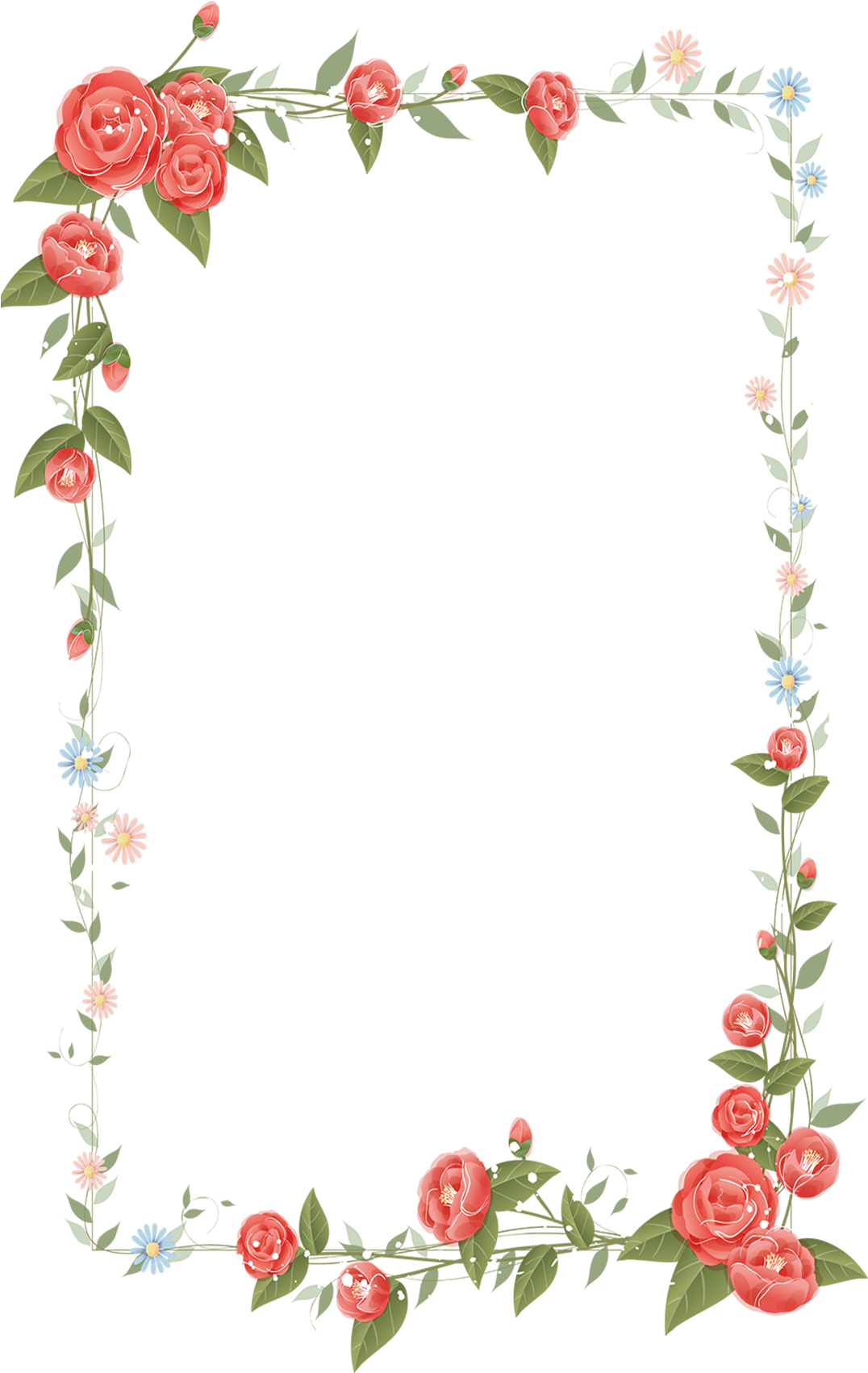 Border Flowers Drawing Clip Art - Imagenes De Marcos Para Caratulas (1076x1702), Png Download