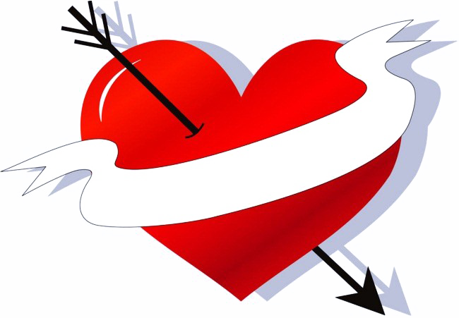 Heart Arrow Png Image Background - Heart With Arrow Png (650x451), Png Download