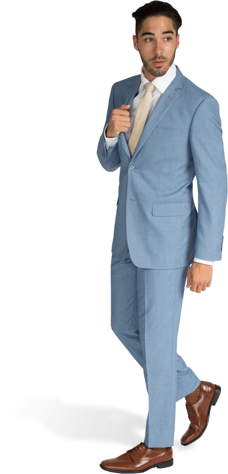 Light Blue Suit Front View Moving - Light Blue Suits With Navy Tie (1188x1980), Png Download