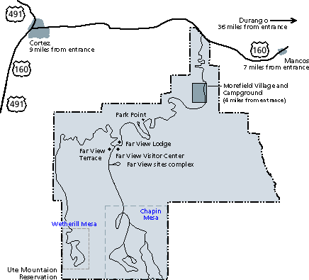 Mesa Verde Road Map - Mesa Verde National Park Map (436x395), Png Download
