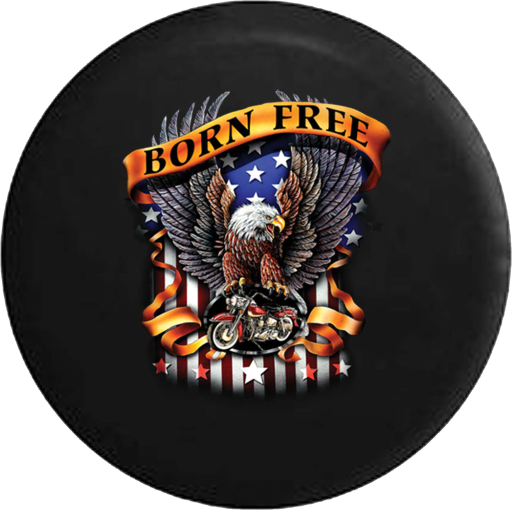 Born Free American Bald Eagle Flag Motorcycle Jeep - American Biker T Shirts (1024x1020), Png Download