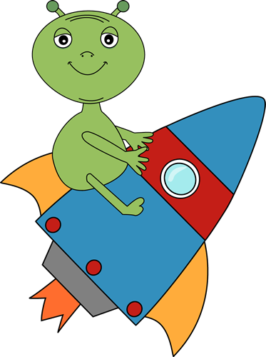 Moon Clipart Alien - Alien In Space Clipart (373x500), Png Download