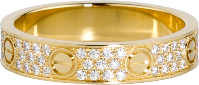 Yellow Gold Wedding Rings - Alliance Love Diamants Cartier (1000x1000), Png Download