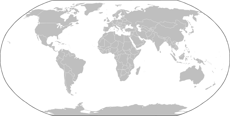 World Labelled Map - World Map Greyscale (800x406), Png Download