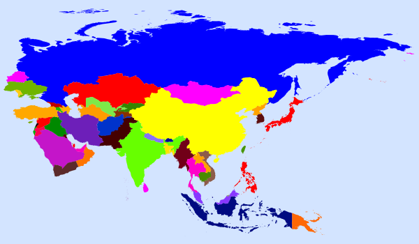 World Map Colored Clip Art - Co2 Emissions In Asia (600x350), Png Download