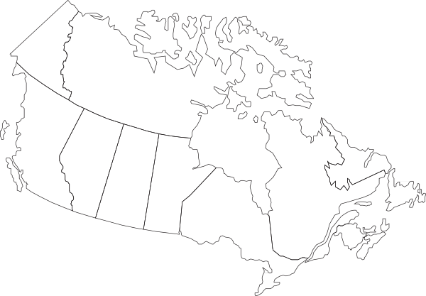 Map Of Canada Svg (600x417), Png Download
