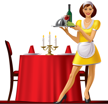 Luxury Dinner Waitress Sticker - Imagenes De Meseras Animadas (374x360), Png Download