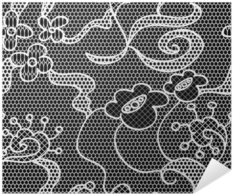 Black Lace Vector Fabric Seamless Pattern With Flowers - Textile (400x400), Png Download