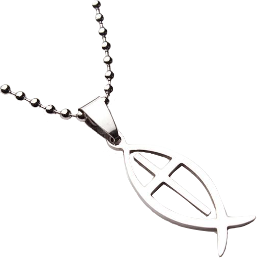 Titanium Jesus Fish Cross Necklace - Charm Bracelet (600x600), Png Download