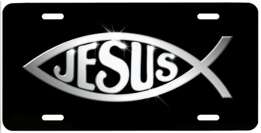 Chrisitan Fish Jesus - 533-christian Fish Jesus In Silver-christian License (600x400), Png Download