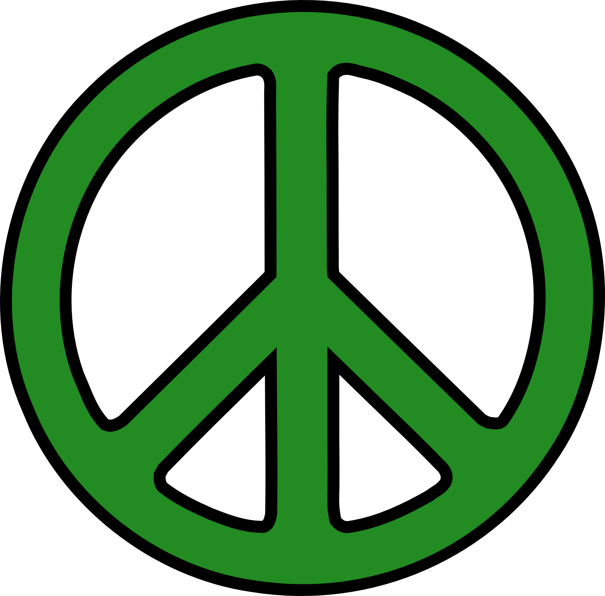 Cartoon Peace Sign Hand - Peace Symbol Green (1969x1939), Png Download