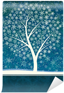 Winter Card Of Snowfall With Snow Tree - Snow (400x400), Png Download