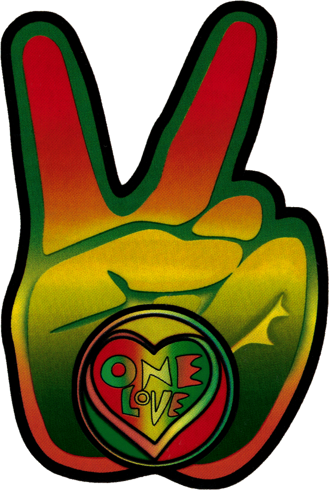 Rastas Clipart Peace Finger - Peace Symbol In Bob Marley Colours (668x1000), Png Download