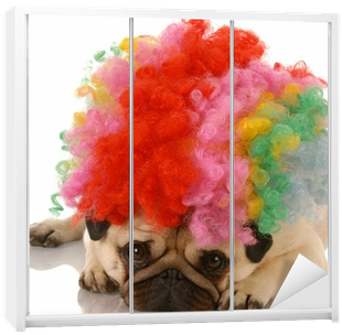 Pug Dog Dressed Up As A Sad Clown Wardrobe Sticker - Pugs Dressed Up (400x400), Png Download