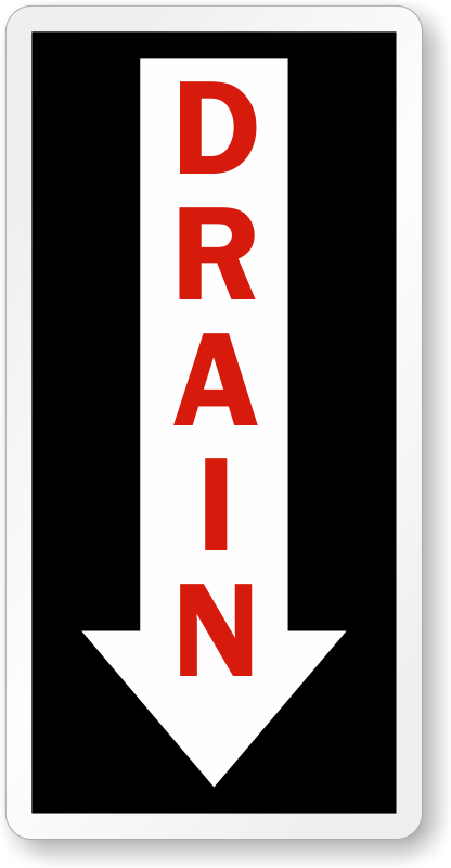 Drain Direction Down Arrow Label - Arrow (416x800), Png Download