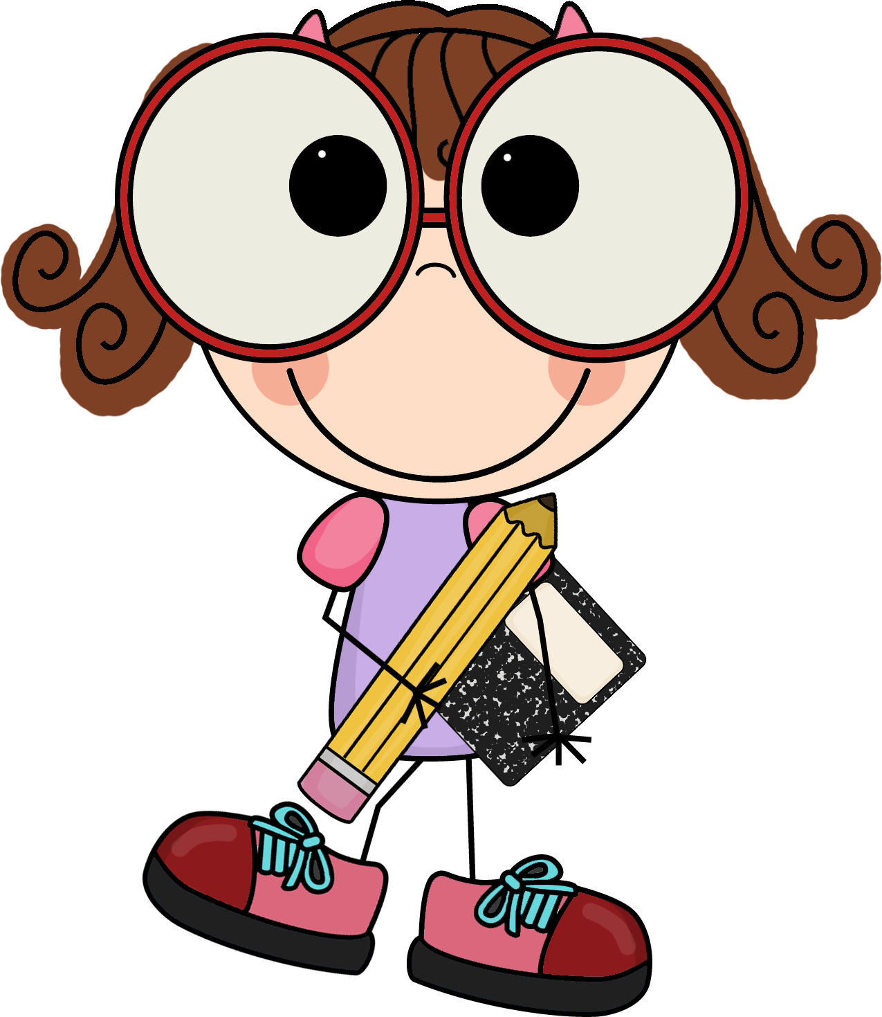 Weird Clipart Student - Looking At Teacher Clipart (1275x1469), Png Download