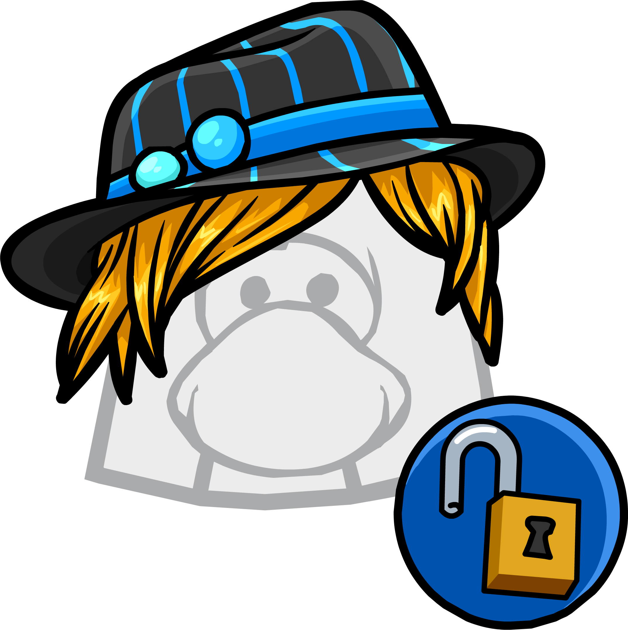 Blue Stripe Fedora Clothing Icon Id 11166 Updated - Club Penguin Optic Headset (2149x2157), Png Download