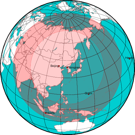 Estimated Maximum Operational Range Of The Hwasong - Hwasong 12 Range (434x434), Png Download