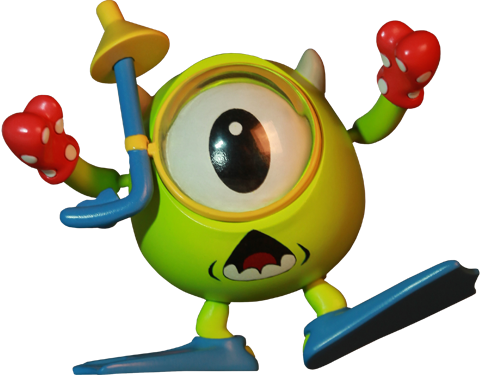 Disney Vinyl Collectible Mike - Hot Toys Monsters Inc Mike Diver 3 Inch Figure (480x375), Png Download