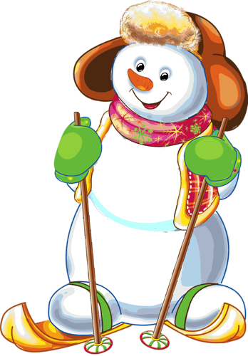 Funny Snowman Skiing On White Background [преобразованный] - Дед Мороз И Снегурочка Вектор (348x500), Png Download