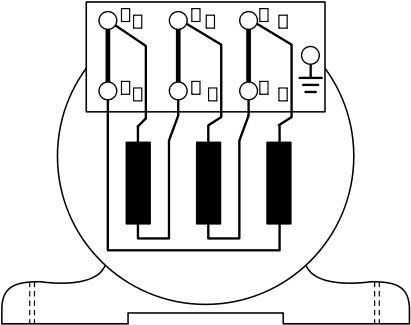 A Simple Representation Of A Electric 3-phase Motor (424x600), Png Download