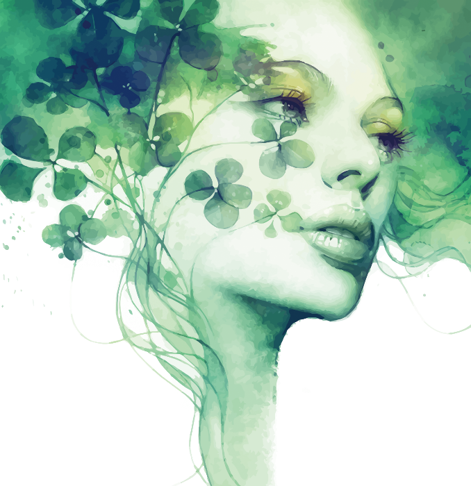 Woman Watercolor Green Nature Plants Painting Canvas - Stretched Canvas Print: Dittman's Serendipity, 76x76in. (678x700), Png Download