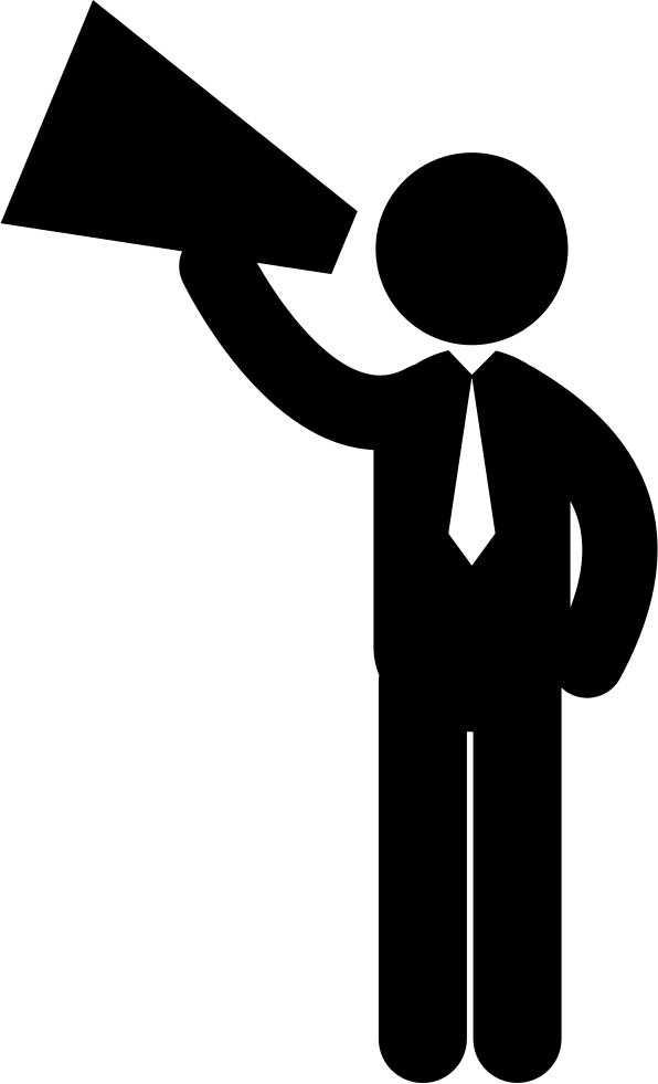 Man Speaking By A Speaker Comments - Business Man Stick Man (596x981), Png Download