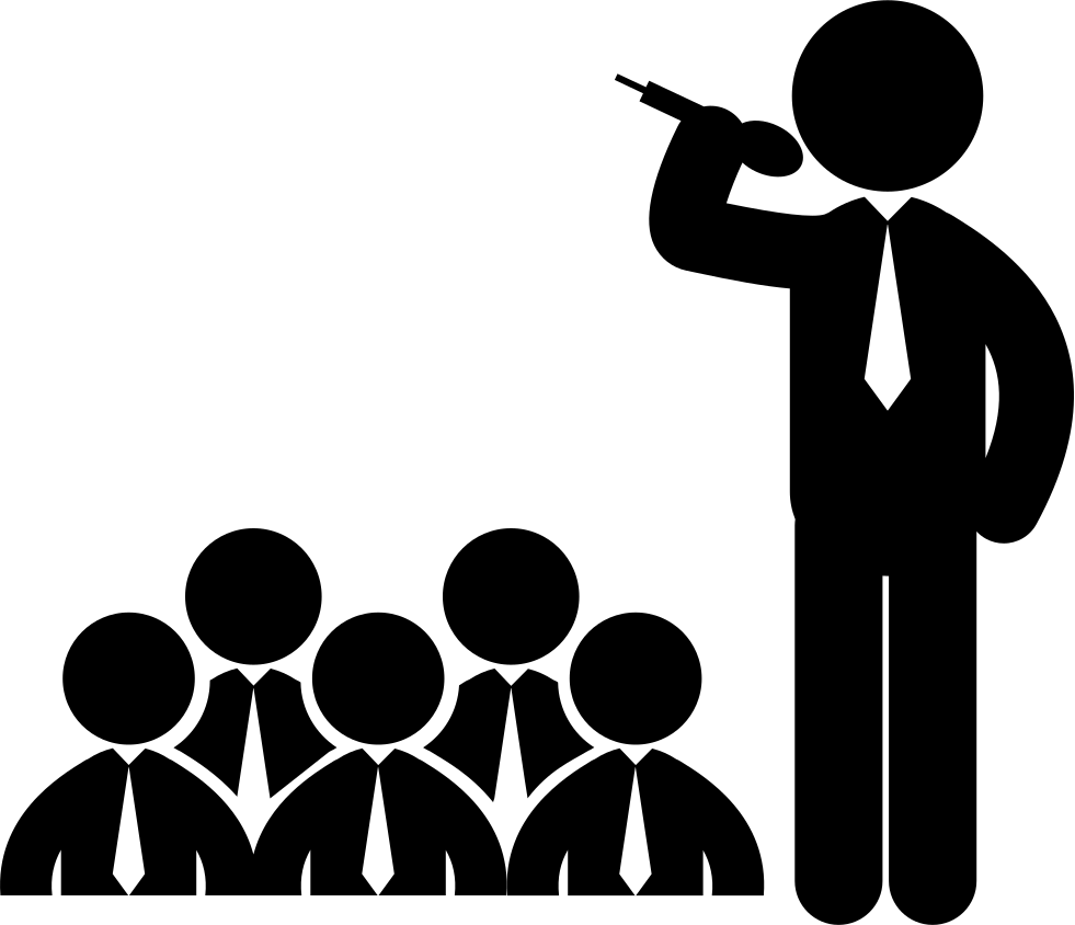 Man Speaking By Microphone To Male Audience Comments - Hablar En Publico Png (981x844), Png Download
