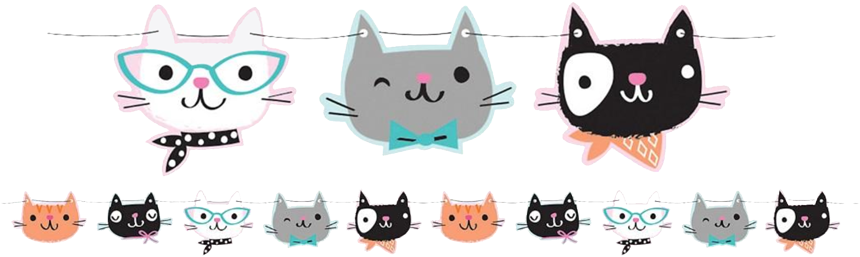 Purr-fect Pussy Cat Party Ribbon Banner - Purr-fect Cat Party Shaped Banner (862x280), Png Download